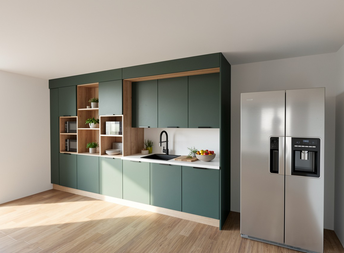 Image d'une modélisation 3D de cuisine dans un bureau généré par de l'IA
